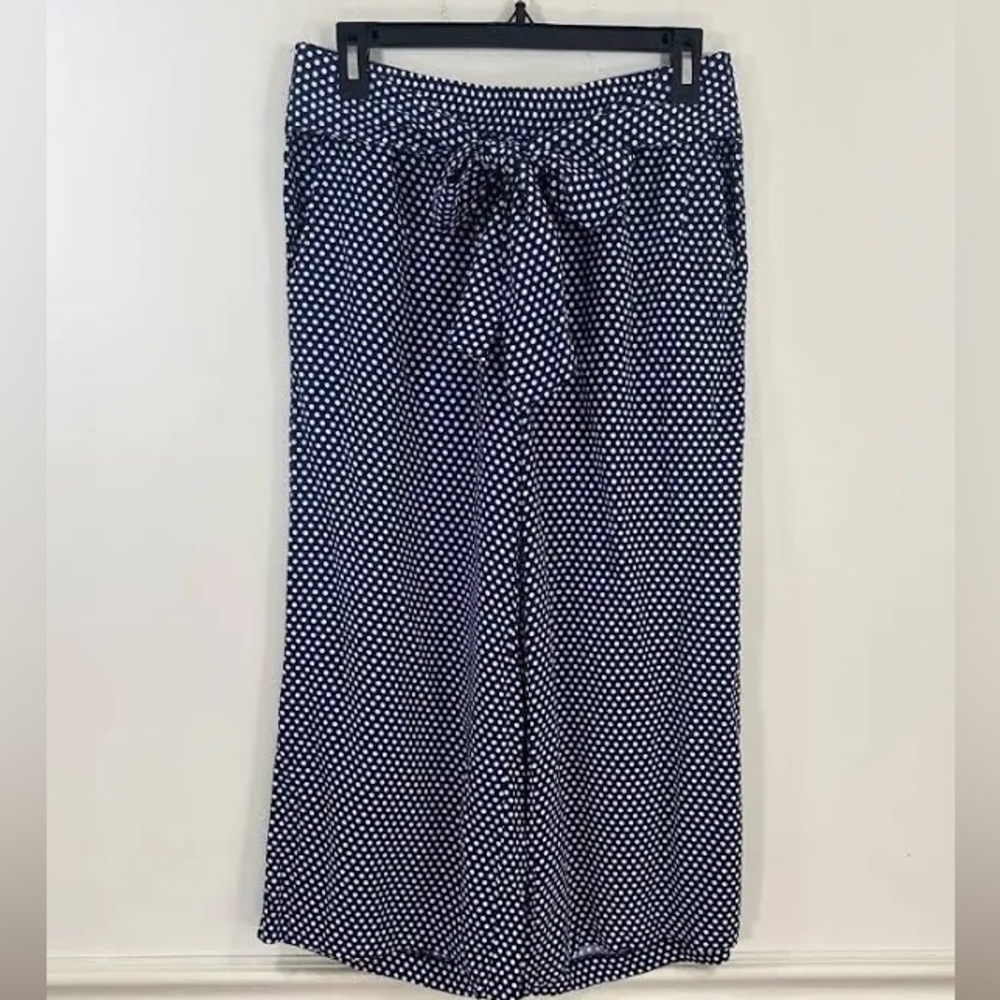 ST TROPEZ WEST Blue Polka Dot Wide Leg Palazzo Pants